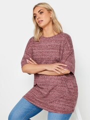 Yours Curve Pink Oversized Striped Top - Image 1 of 5