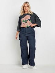 Yours Curve Blue Pocket Straight Leg Jeans - Image 1 of 5