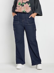 Yours Curve Blue Pocket Straight Leg Jeans - Image 2 of 5