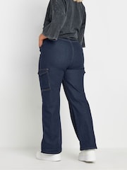 Yours Curve Blue Pocket Straight Leg Jeans - Image 4 of 5