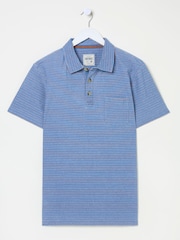 Indigo Blue 100% Cotton Perranporth Stripe Polo Shirt - Image 5 of 5