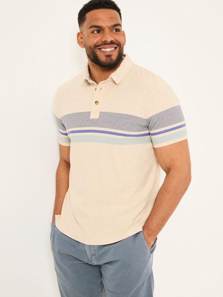 FatFace Natural Short Sleeve Chest Stripe Polo - Image 5 of 7