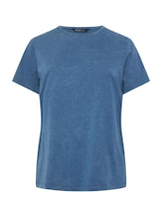 Yours Curve Blue Set In Sleeve 100% Cotton T-Shirt - Image 5 of 5