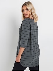 Yours Curve Grey Notch Neck 3/4 Sleeve 100% Cotton T-Shirt - Image 4 of 4