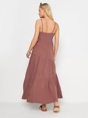 PixieGirl Petite Brown Asymmetric Tiered Maxi Dress - Image 3 of 5