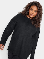 Yours Curve Black Drop Shoulder Jumper - Image 1 of 4