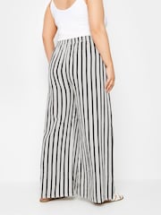 Yours Curve White Linen Look Stripe Wide Leg Trousers - Image 4 of 5