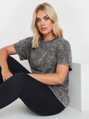 Yours Curve Grey Set In Sleeve 100% Cotton T-Shirt - Image 1 of 5