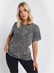 Yours Curve Grey Set In Sleeve 100% Cotton T-Shirt - Image 2 of 5