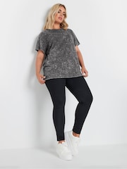 Yours Curve Grey Set In Sleeve 100% Cotton T-Shirt - Image 3 of 5