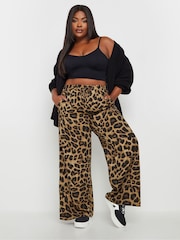 Yours Curve Brown Leopard Print Pull On Trousers - Image 4 of 7