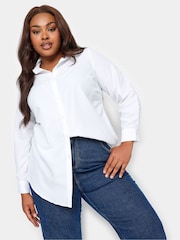 Yours Curve White Hourglass 100% Cotton Shirt - Image 3 of 4