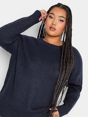 Yours Curve Blue Drop Shoulder Jumper - Image 1 of 5