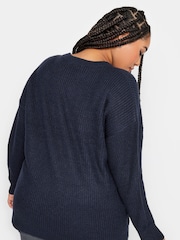 Yours Curve Blue Drop Shoulder Jumper - Image 2 of 5