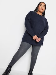 Yours Curve Blue Drop Shoulder Jumper - Image 4 of 5