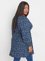 Yours Curve Blue Crinkle Boho Tunic - Image 4 of 6