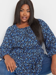 Yours Curve Blue Crinkle Boho Tunic - Image 5 of 6