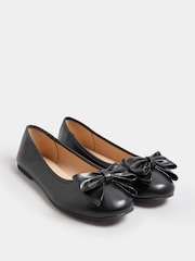 Yours Curve Black Extra Wide Fit Bow Ballet Pumps - Image 3 of 5
