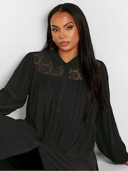 Yours Curve Black Boho Long Sleeve Tiered Shirt - Image 4 of 4