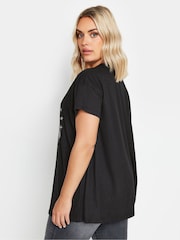 Yours Curve Black Rebel Club Placement Print T-Shirt - Image 3 of 5
