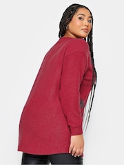 Yours Curve Red Soft Touch Sequin Star Top - Image 2 of 4