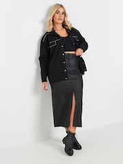 Yours Curve Black 100% Cotton Limited Studded Overshirt - Image 3 of 6