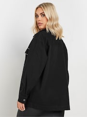 Yours Curve Black 100% Cotton Limited Studded Overshirt - Image 5 of 6