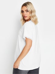 Yours Curve White Lace Trim 100% Cotton T-Shirt - Image 4 of 6