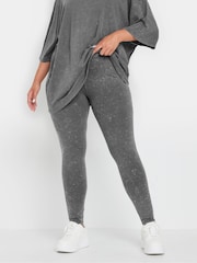 Yours Curve Grey Grey Acid Wash Leggings - Image 1 of 5