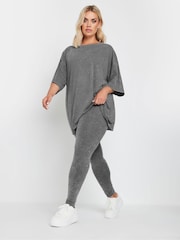 Yours Curve Grey Grey Acid Wash Leggings - Image 2 of 5