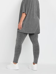 Yours Curve Grey Grey Acid Wash Leggings - Image 3 of 5