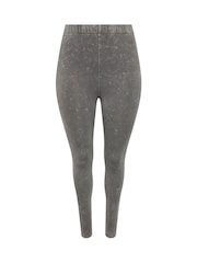 Yours Curve Grey Grey Acid Wash Leggings - Image 5 of 5