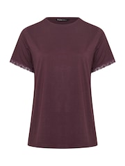 Yours Curve Red Lace Trim 100% Cotton T-Shirt - Image 6 of 6