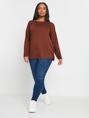 Yours Curve Brown Core Basic Long Sleeve T-Shirts 3 Pack - Image 4 of 9