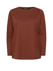 Yours Curve Brown Core Basic Long Sleeve T-Shirts 3 Pack - Image 9 of 9