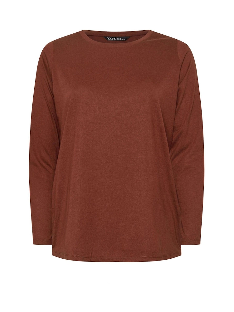 Yours Curve Brown Core Basic Long Sleeve T-Shirts 3 Pack - Image 9 of 9
