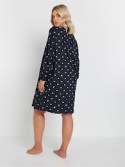 Yours Curve Blue Multicolour Hearts Long Sleeve 100% Cotton Nightdress - Image 3 of 4