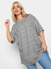 Yours Curve Grey Oversized Striped Top - Image 1 of 5
