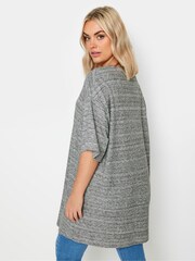 Yours Curve Grey Oversized Striped Top - Image 3 of 5