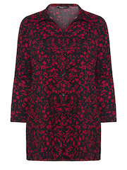 Yours Curve Black Floral Print Textured Shirt - Image 6 of 6