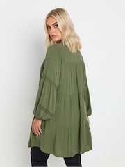 Yours Curve Green Boho Long Sleeve Tiered Shirt - Image 3 of 4