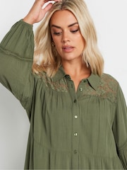 Yours Curve Green Boho Long Sleeve Tiered Shirt - Image 4 of 4
