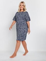 Yours Curve Blue Celestial Sleeptee 100% Cotton Nightdress - Image 2 of 4