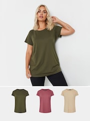 Yours Curve Natural Core Basic Short Sleeve T-Shirts 3 Pack - Image 1 of 9