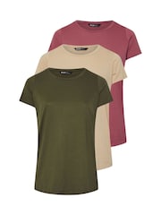 Yours Curve Natural Core Basic Short Sleeve T-Shirts 3 Pack - Image 6 of 9