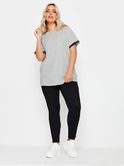 Yours Curve Grey Lace Trim 100% Cotton T-Shirt - Image 2 of 5