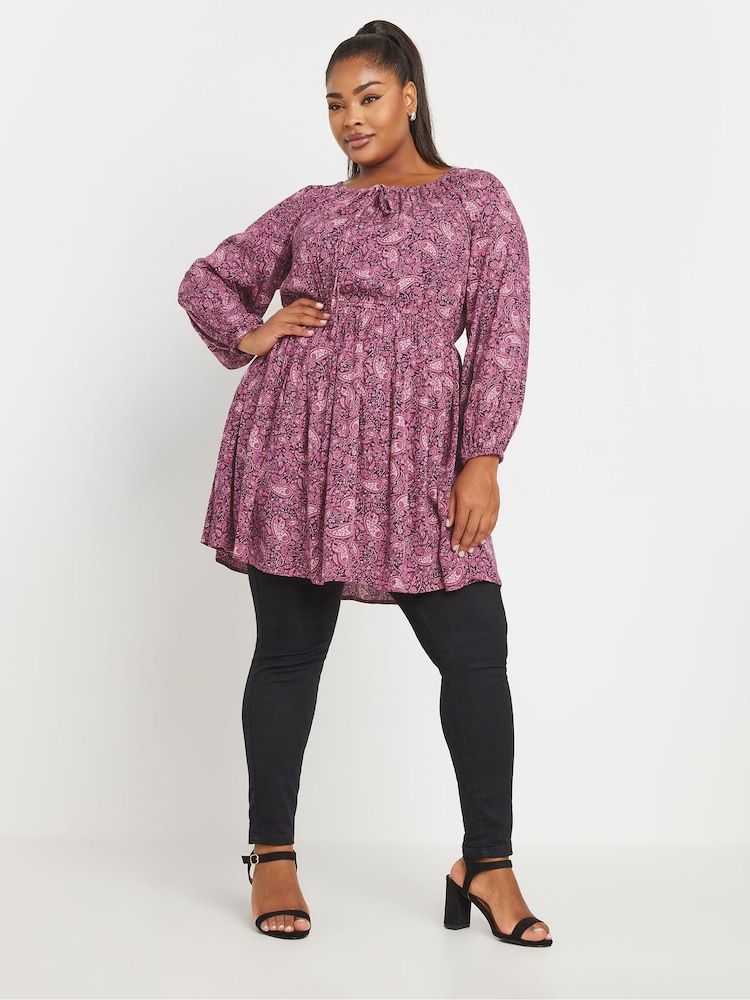 Yours Curve Pink Crinkle Boho Tunic - Image 2 of 4