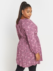 Yours Curve Pink Crinkle Boho Tunic - Image 3 of 4