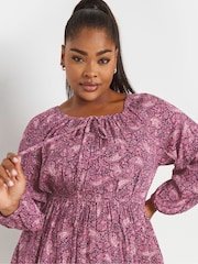 Yours Curve Pink Crinkle Boho Tunic - Image 4 of 4