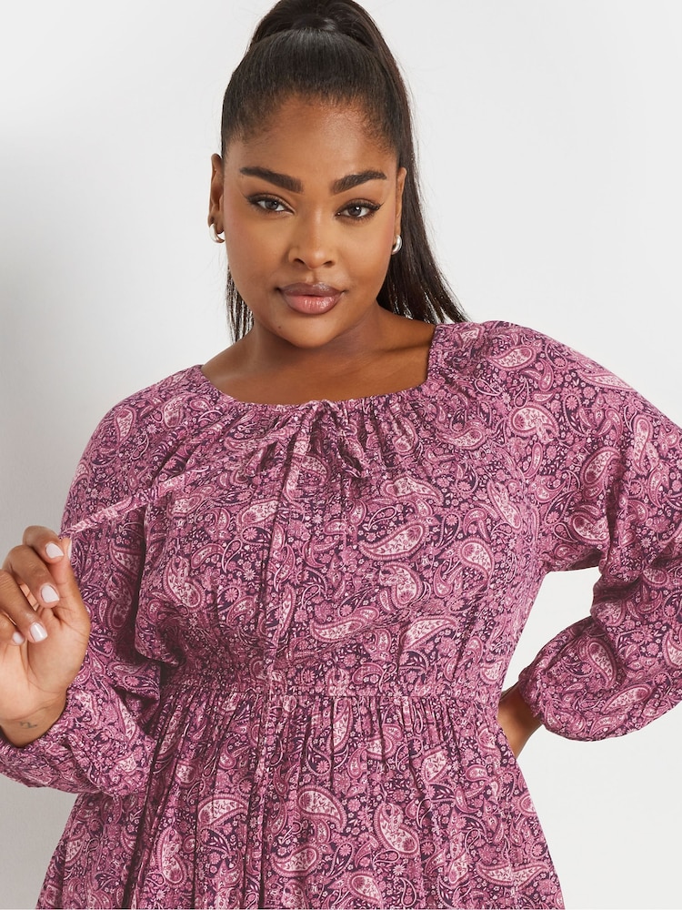 Yours Curve Pink Crinkle Boho Tunic - Image 4 of 4